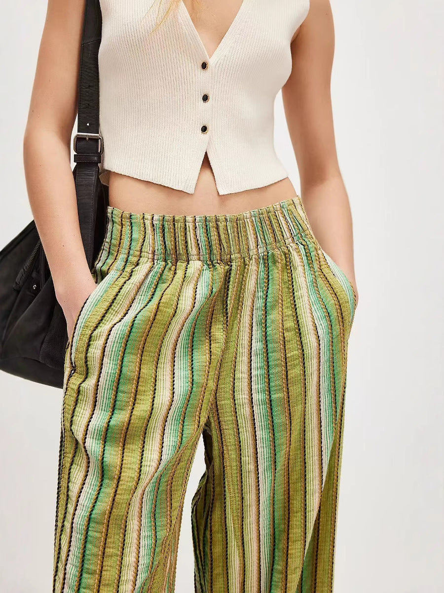 Striped Wide-Leg Pants for Women