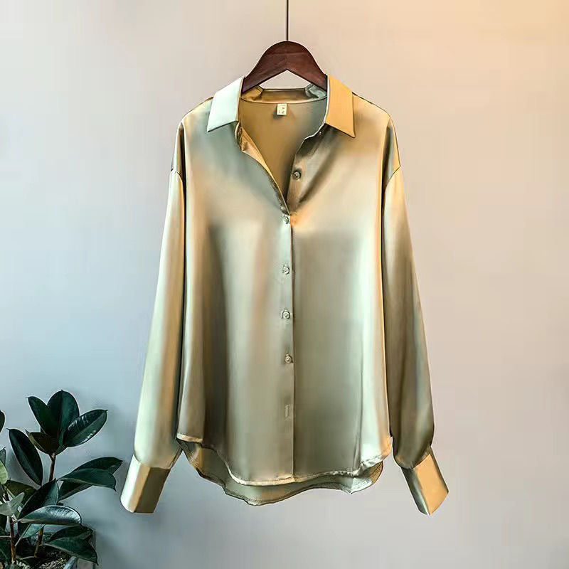 Long Sleeve Satin Shirt for Women