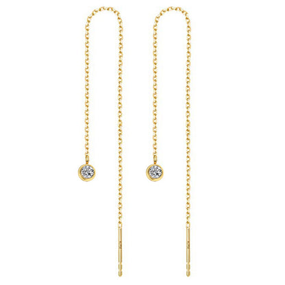 Titanium Steel Tassel Star Crystal Drop Earrings
