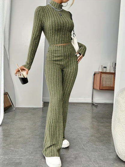 Womens Knitted Hooded Sweatshirt and Pants Set