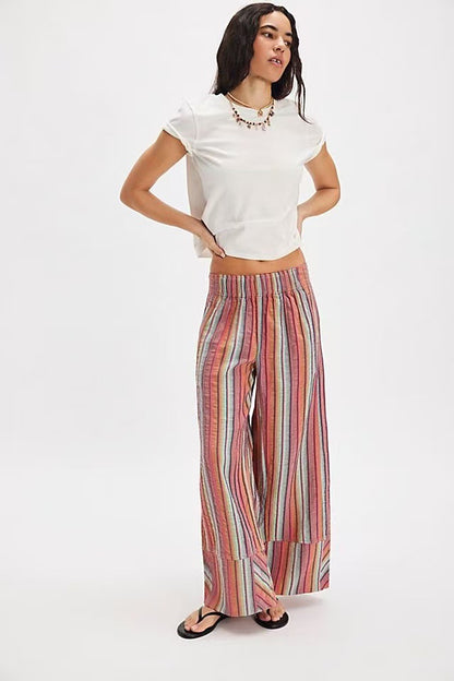 Striped Wide-Leg Pants for Women