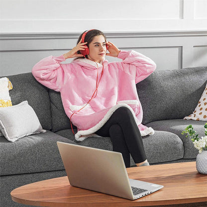 Women's Fleece TV Blanket Hoodie with Pockets