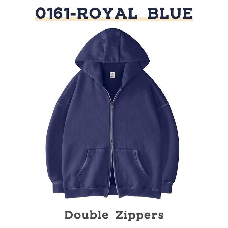 Retro Heavyweight Zipper Hoodie for Men and Women