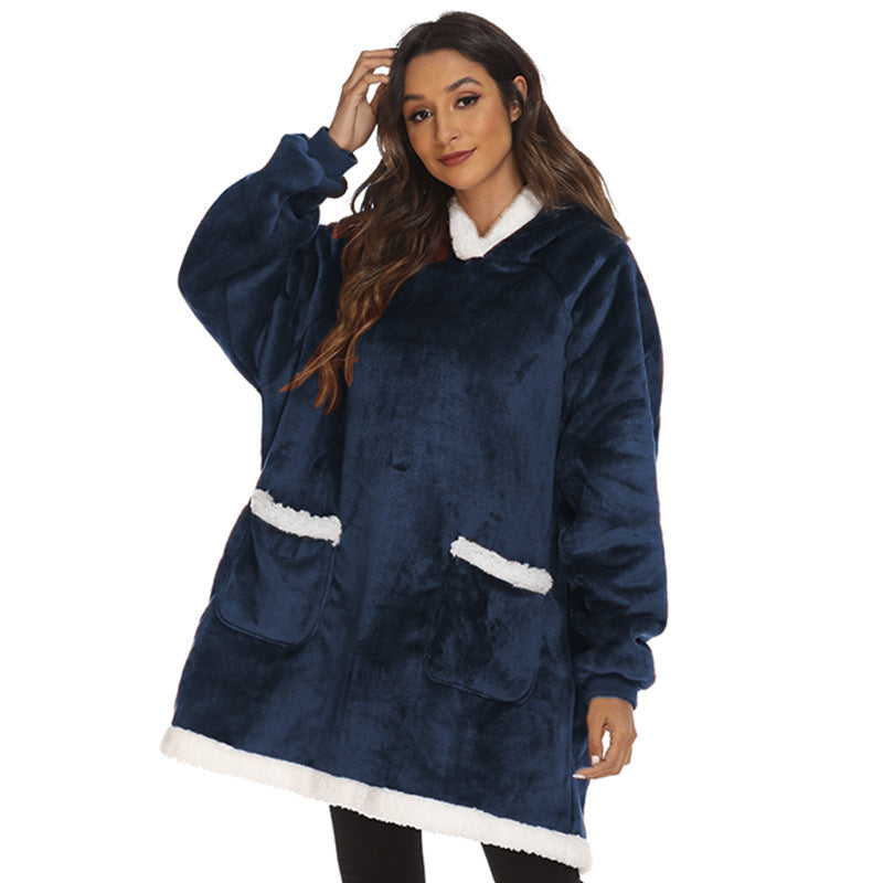 Women's Fleece TV Blanket Hoodie with Pockets