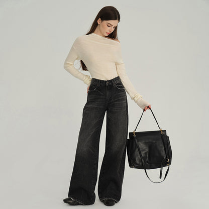 High-Waisted Wide-Leg Cotton Jeans for Women