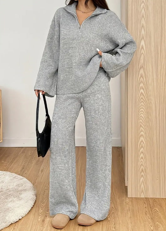 Women's Knit Zipper Lounge Set