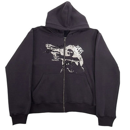 casual bedazzled face women hoodie