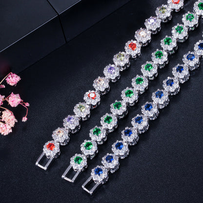 Elegant Zircon Electroplated Platinum Bracelet