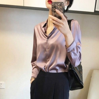 Long Sleeve Satin Shirt for Women