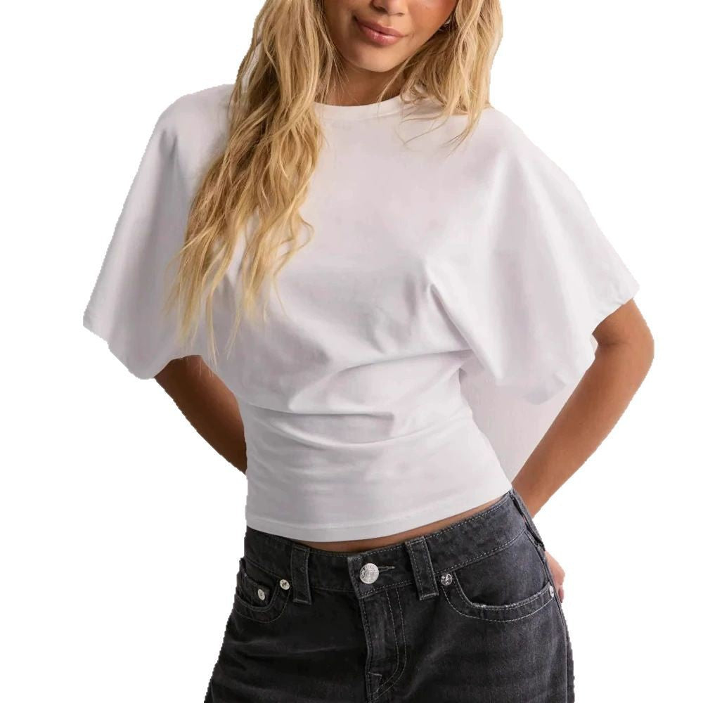 Korean Style Round Neck Bat Sleeve T-Shirt for Women