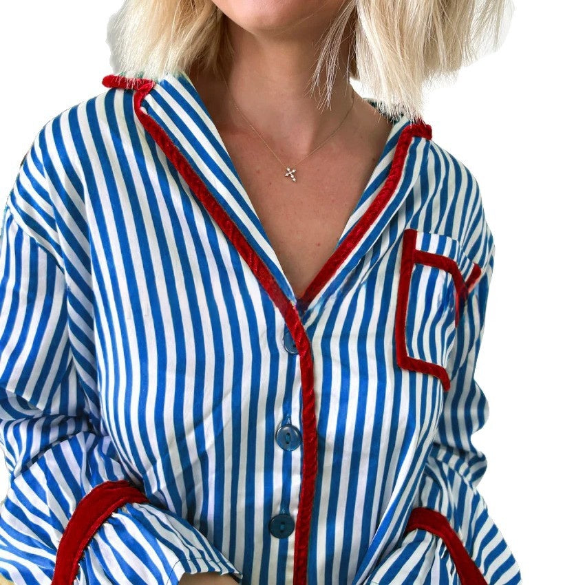 Striped Long Sleeve Sleepwear Set for Women