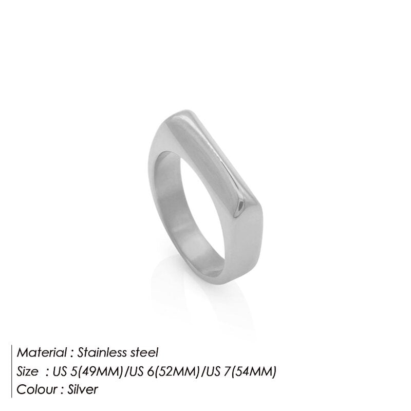 Geometric Gold-Plated Stainless Steel Ring