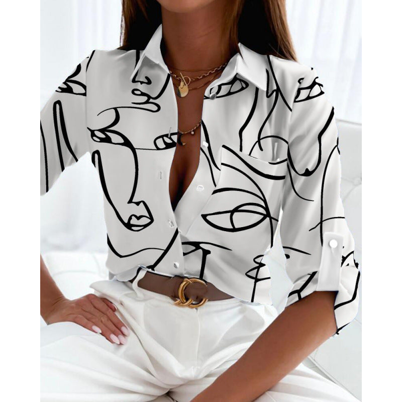 Long Sleeve Shirt Printed Shirt Women