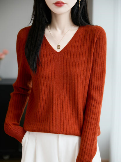 V-neck knit top for women
