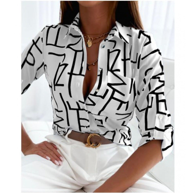 Long Sleeve Shirt Printed Shirt Women