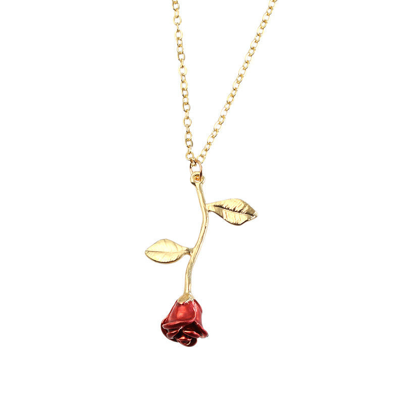 Creative Red Rose Pendant Necklace