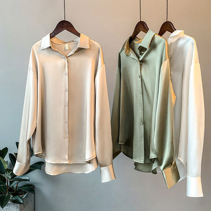 Long Sleeve Satin Shirt for Women